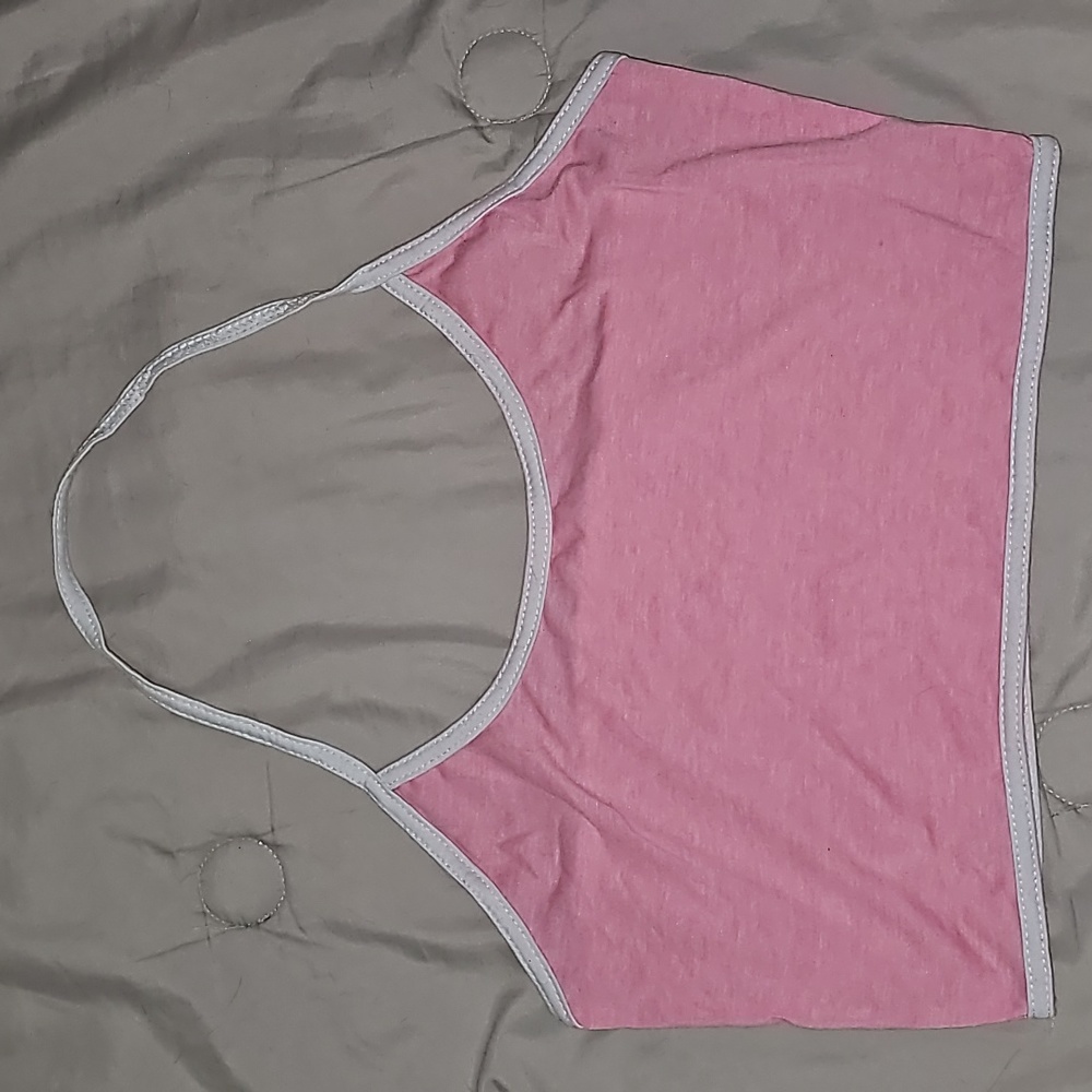 Pink and White Crop Top